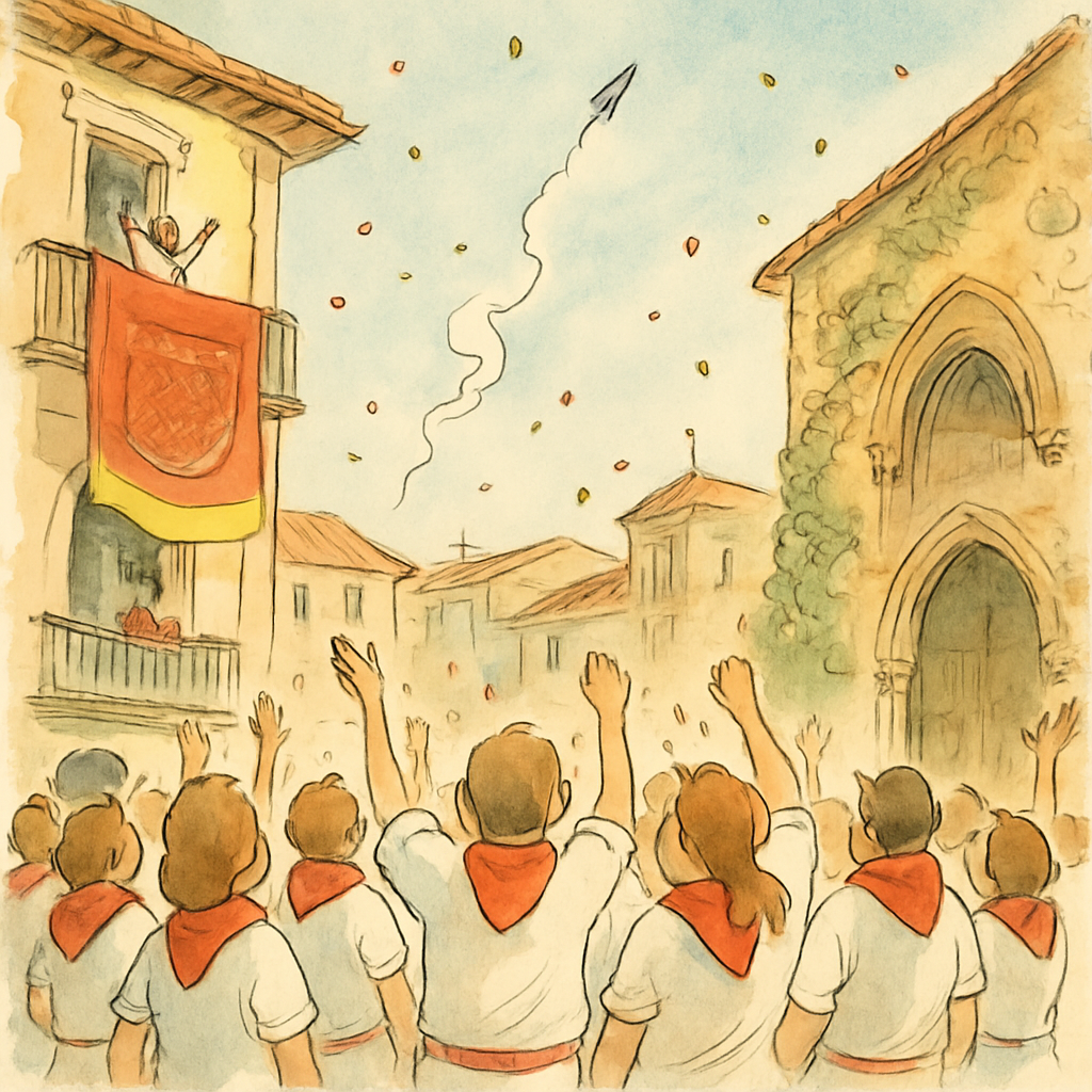 053 — 6 julio: hoy a las doce del mediodía es el chupinazo en Pamplona y arrancan los Sanfermines, nueve días de fiesta con el primer encierro mañana martes; aviso rojo por calor extremo — el más grave — en Andalucía, Extremadura y Murcia, con hasta cuarenta y cinco grados en Sevilla y Córdoba y los hospitales atentos a las personas mayores; en Castellón, un incendio en la Sierra de Espadán, cerca de Aín, que empezó anoche está ya controlado esta mañana tras trabajar toda la noche doce medios de tierra y cuatro aviones, con unas ochenta hectáreas quemadas y sin heridos; y aquí en Jávea entramos en LA semana — el viernes empiezan nuestros Moros i Cristians, cuarenta y ocho edición, y ya se oyen los ensayos por las tardes cerca del Port